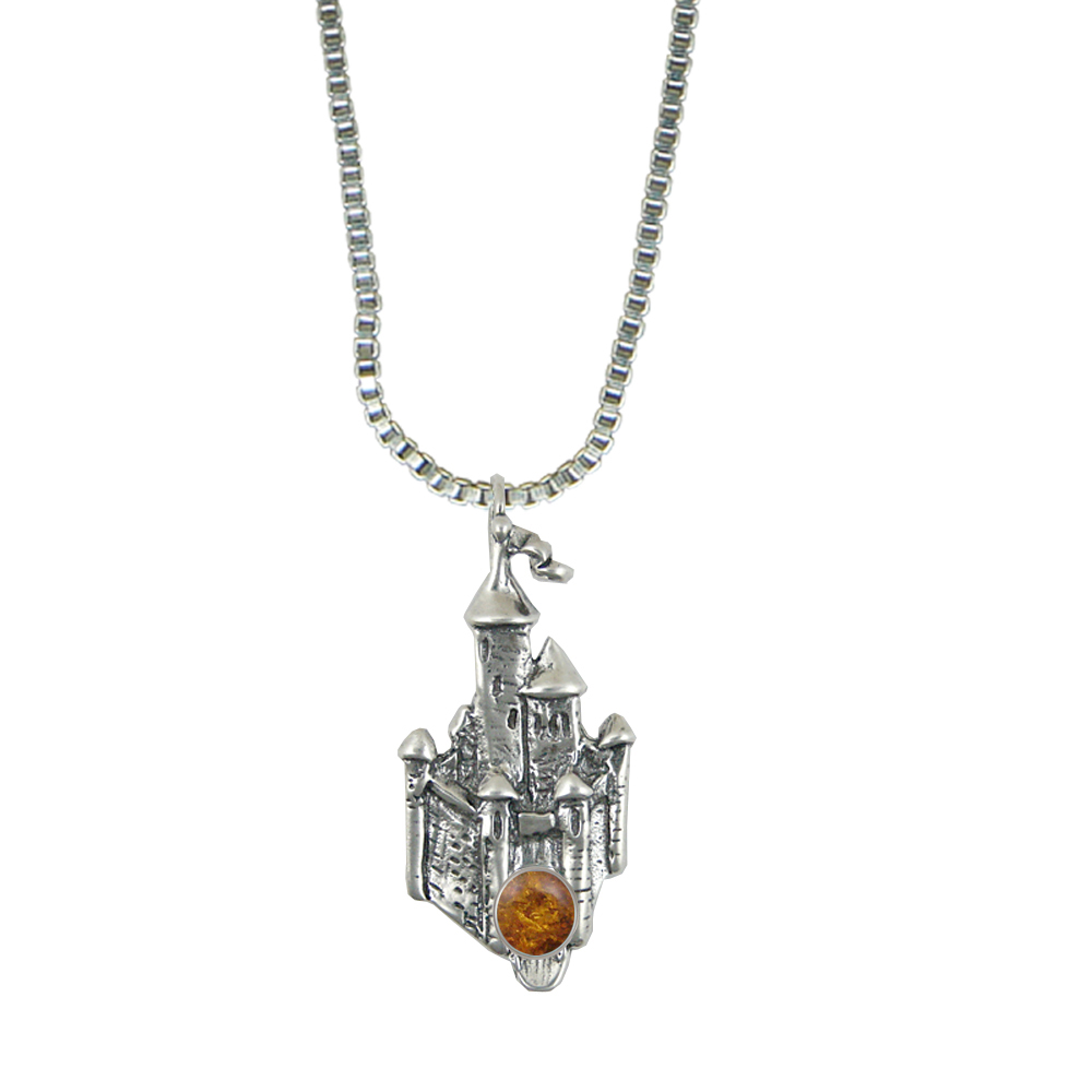 Sterling Silver Arthur's Castle Pendant With Amber